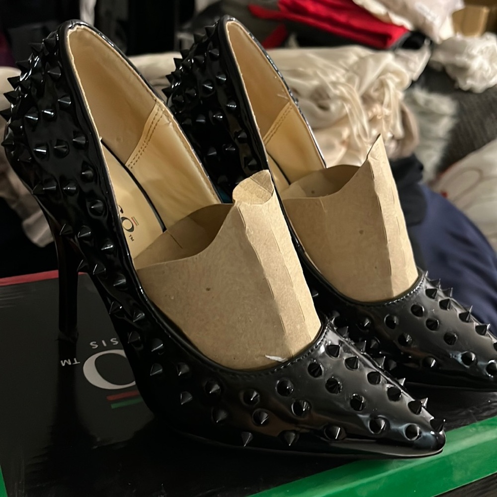 Black spiked heels